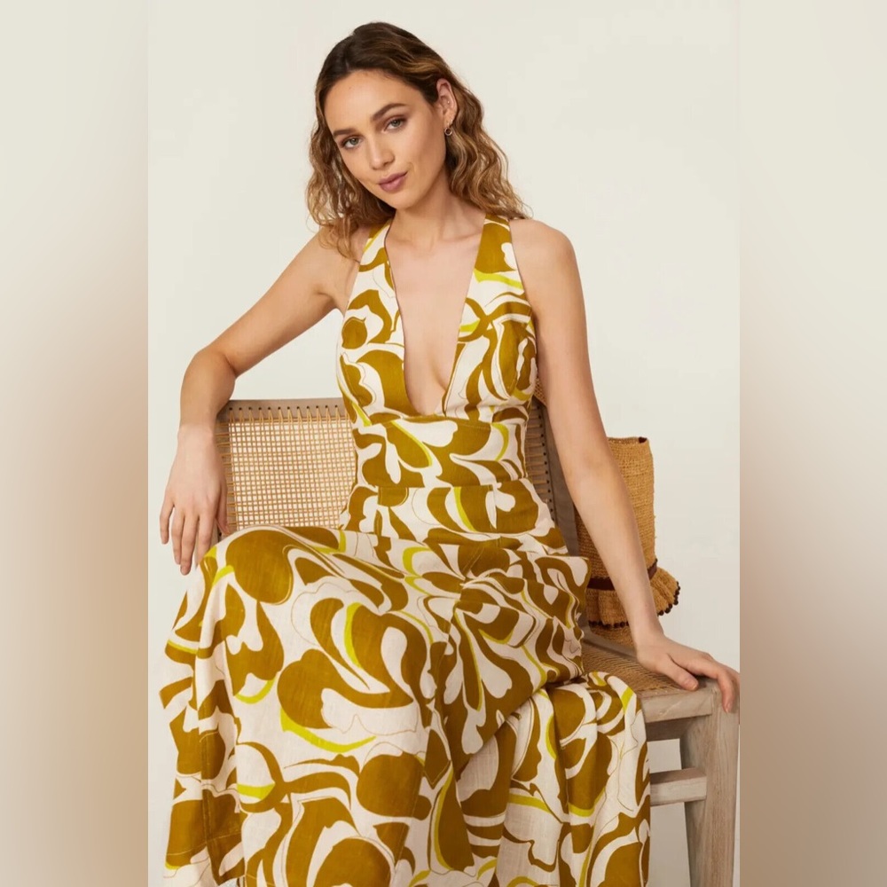 NICHOLAS Brown and Cream Midi Dress